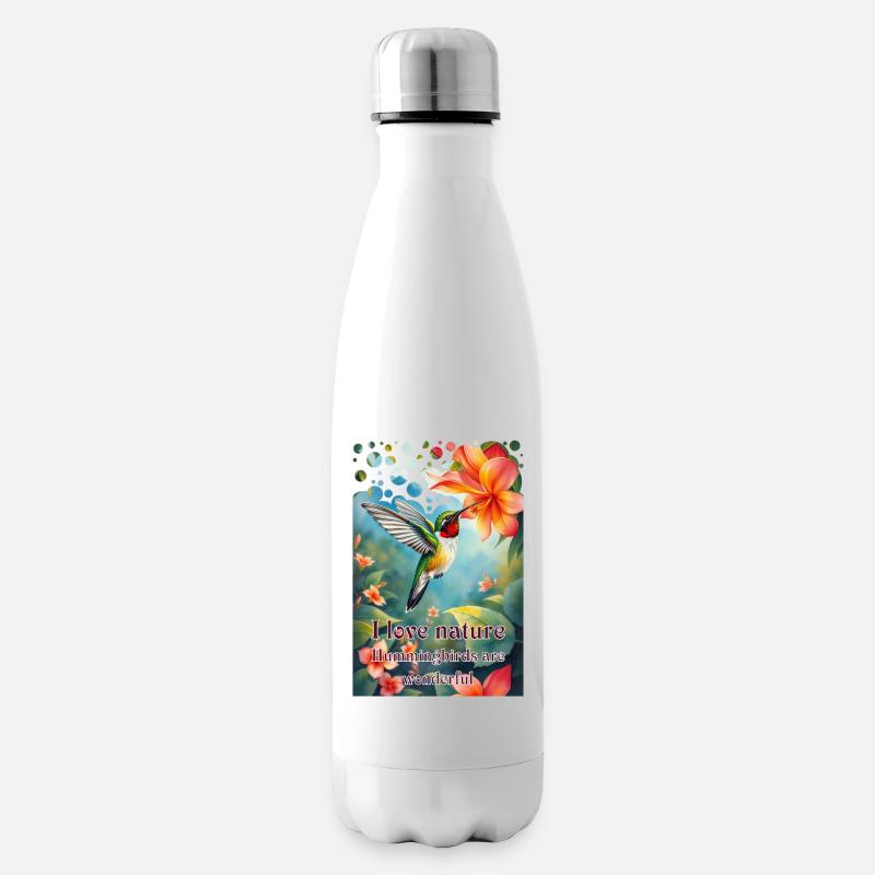Ich liebe die Natur Kolibris sind einzigartig - Isolierflasche - Weiß