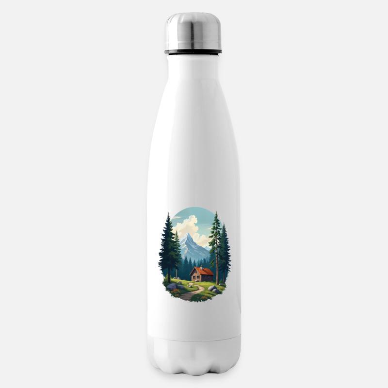 Cabane pixélisée dans les bois - Bouteille isotherme - blanc