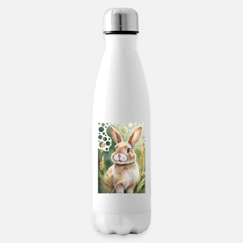 Kuschelhase auf der Wiese moderner Stil Malerei - Isolierflasche - Weiß