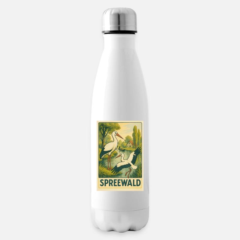 Spreewald Storch Vintage Poster - Isolierflasche - Weiß