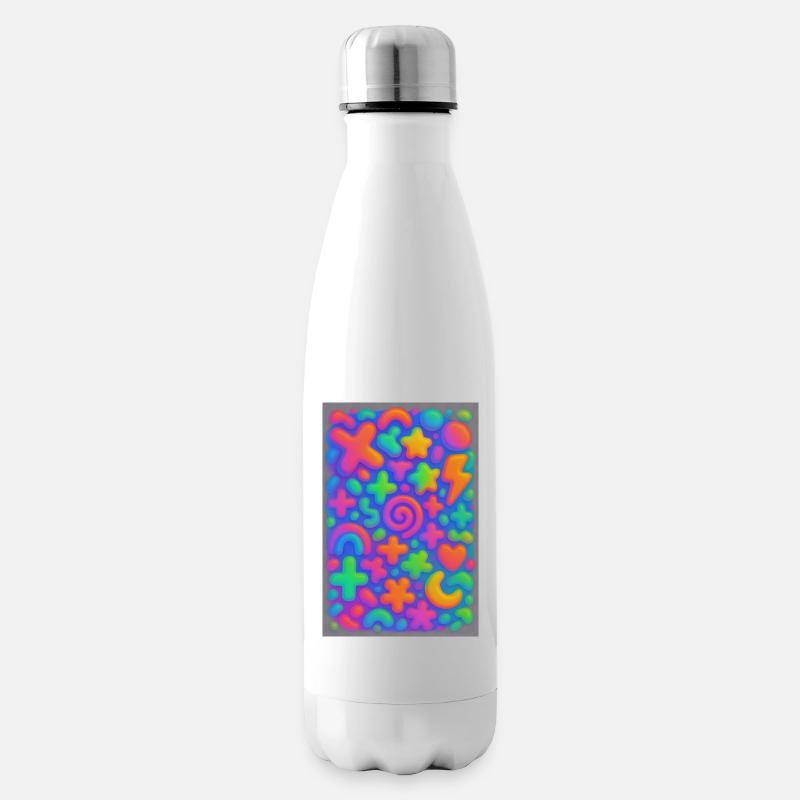 Neon Overload – Overlapping 3D Pop Art Explosion - Insulated Water Bottle - white