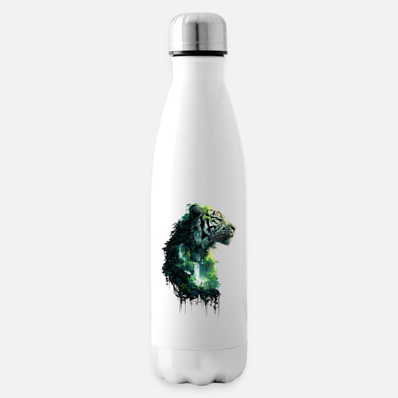 Dschungel Tiger Doppelbelichtung Wildlife Design - Isolierflasche - Weiß