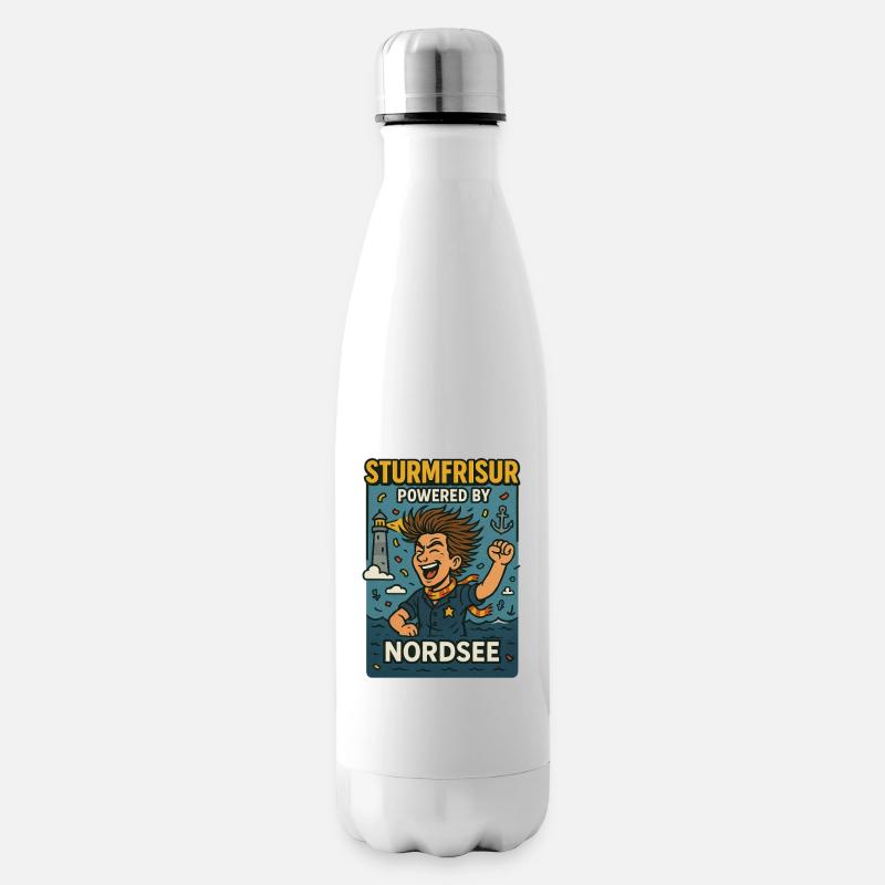 Sturmfrisur powered by Nordsee - Isolierflasche - Weiß