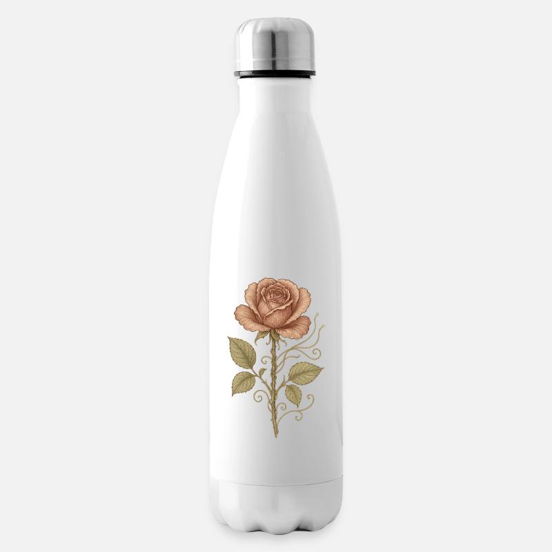 Rose Rouge Vintage - Bouteille isotherme - blanc