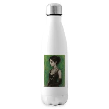 Woman Necklace Pearls Green Elegant Omikly Pop Art - Insulated Water Bottle - white - Right