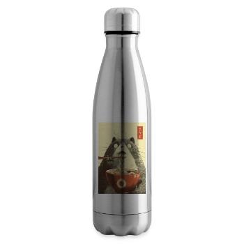 Shocked Cat Eating Ramen - Insulated Water Bottle - silver - Right