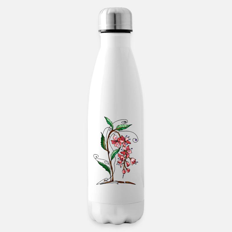 Blumen - Isolierflasche - Weiß