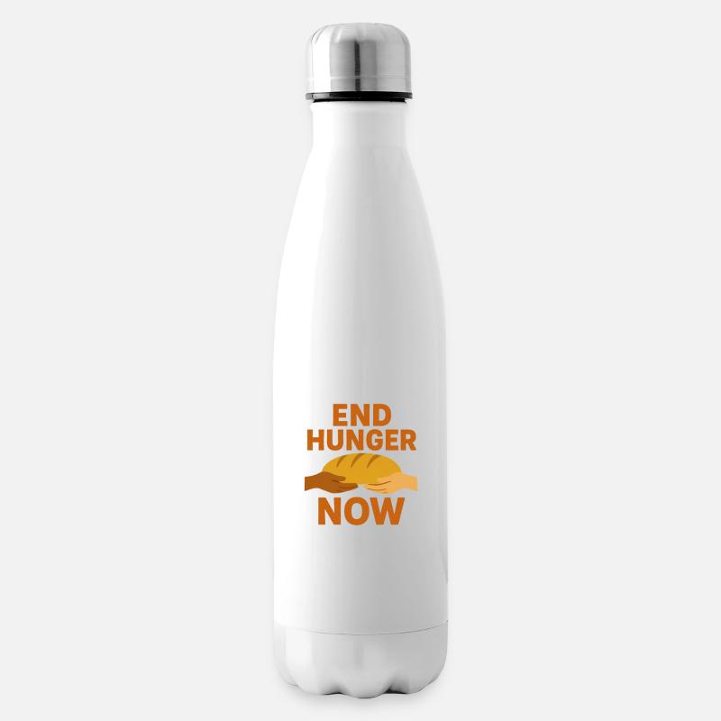 Beende jetzt den Hunger Brot-Symbol - Isolierflasche - Weiß