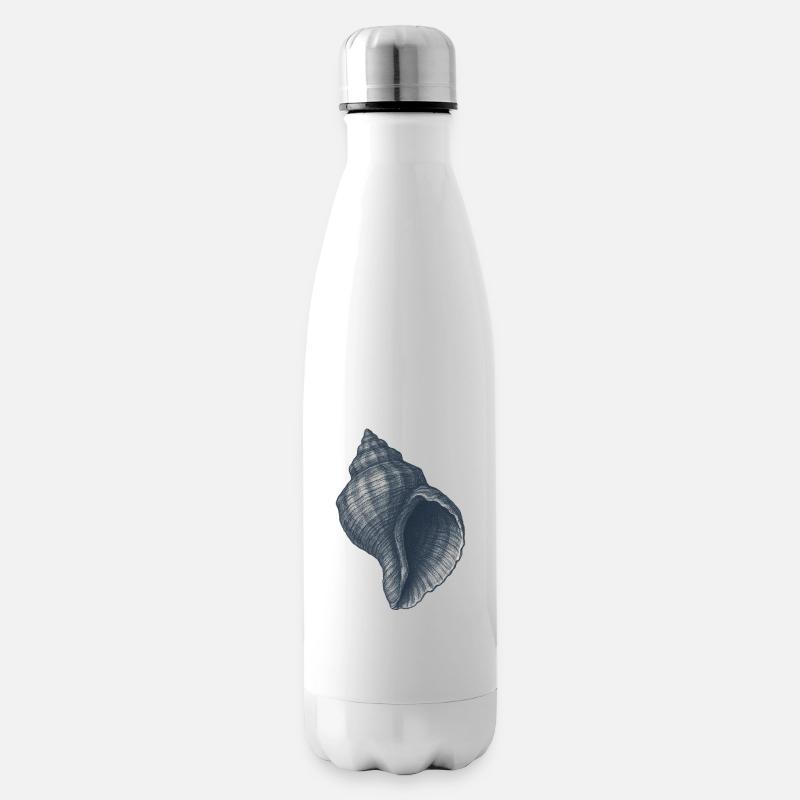 Illustration élégante de coquillage nautique - Bouteille isotherme - blanc
