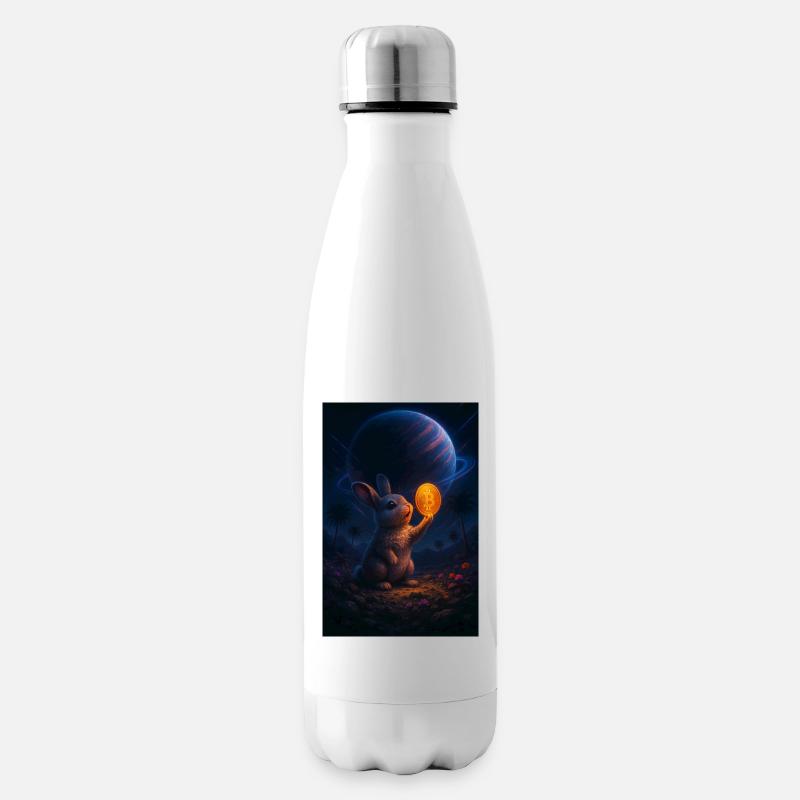 Space Bunny with Bitcoin Coin - Insulated Water Bottle - white