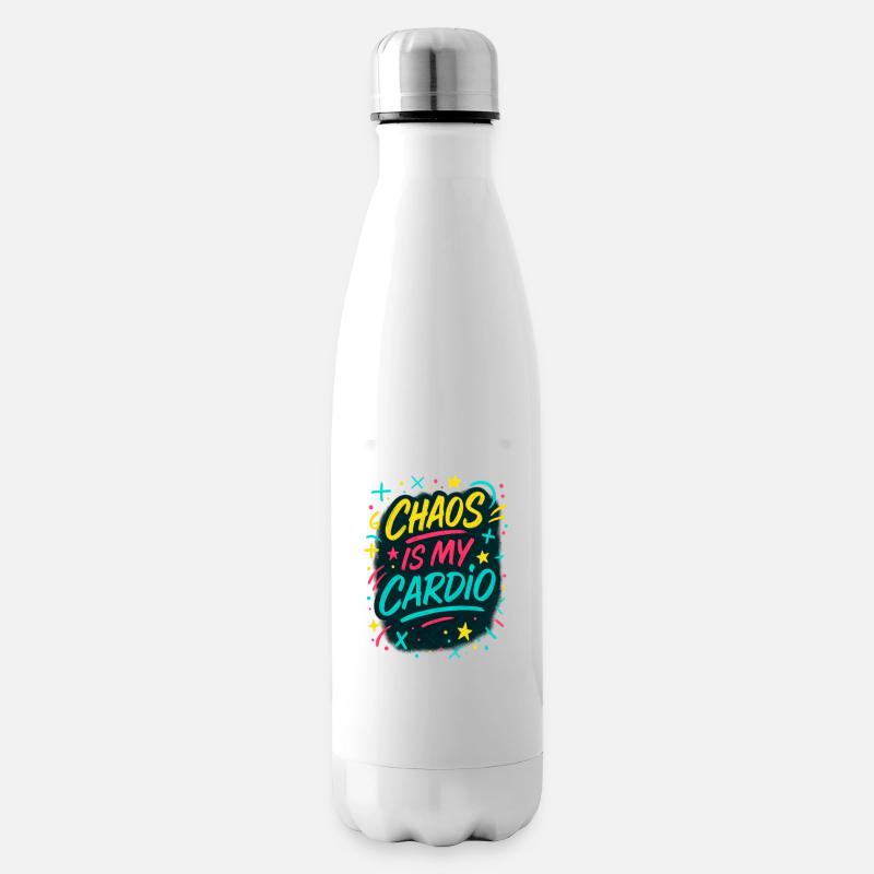 Le chaos est mon Cardio - Bouteille isotherme - blanc