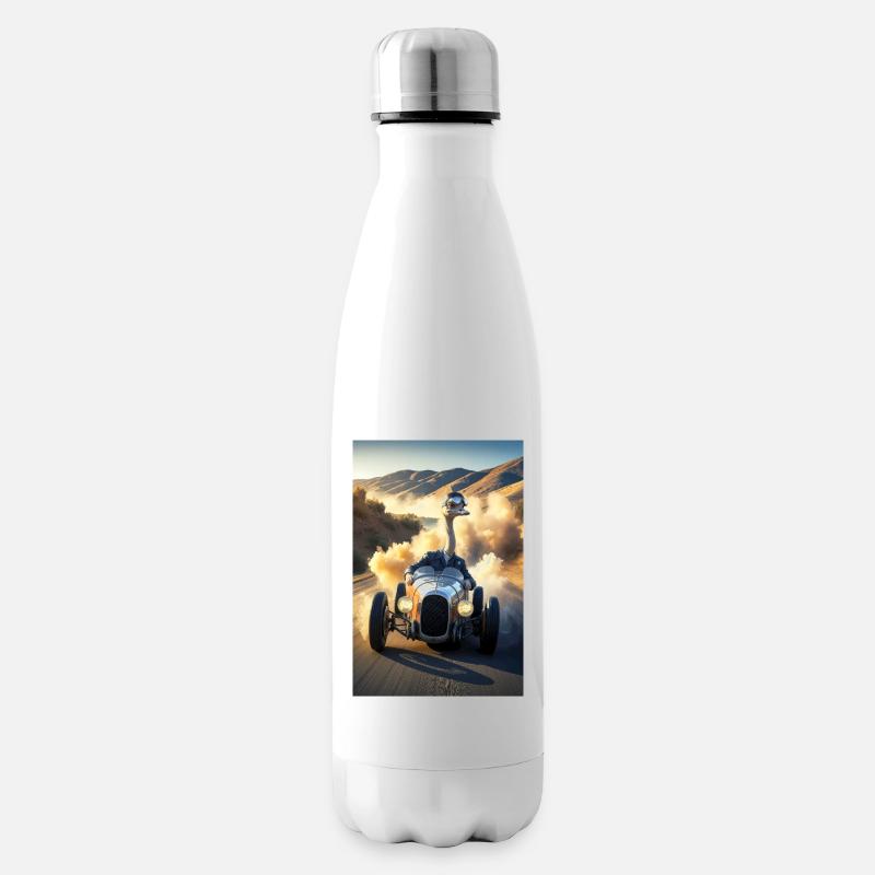 Humanoid Emu Driver On Road - Insulated Water Bottle - white