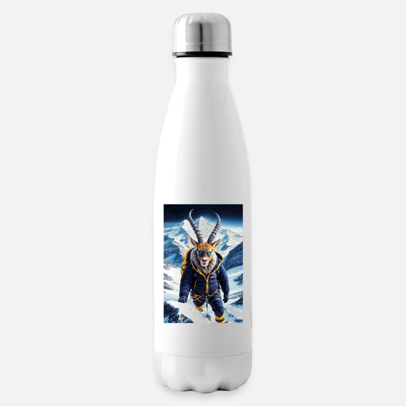 Bergziege Humanoider Bergsteiger - Isolierflasche - Weiß