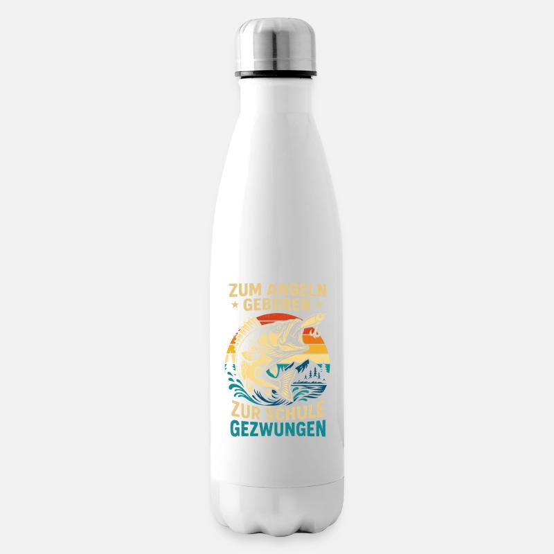 Né pour pêcher, forcé de s’entraîner, pêcheur - Bouteille isotherme - blanc