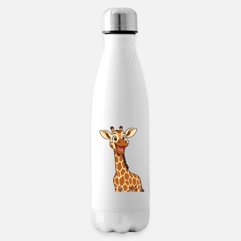 Girafe heureuse avec une expression souriante - Bouteille isotherme - blanc