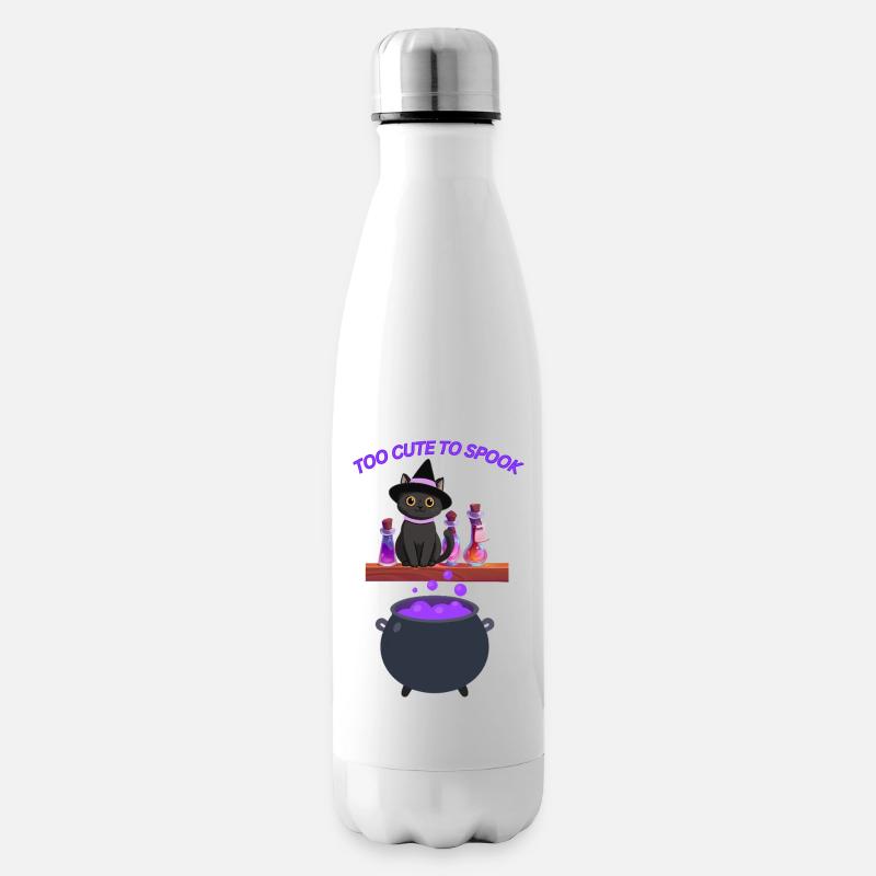 Chat sorcière mignon avec potion magique - Bouteille isotherme - blanc