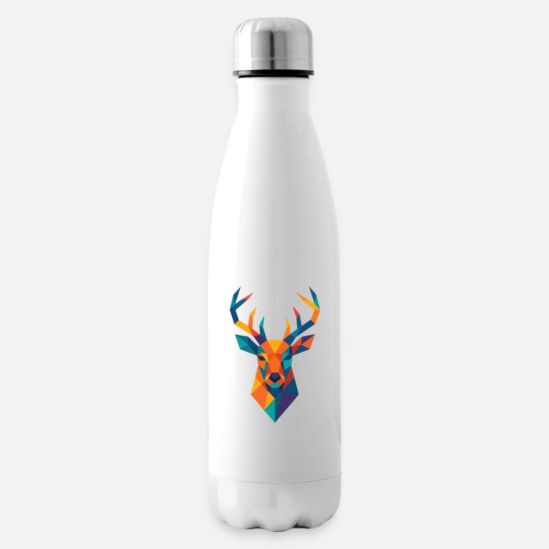 Tête de cerf | Impression de cerf / Impression / Design - Bouteille isotherme - blanc