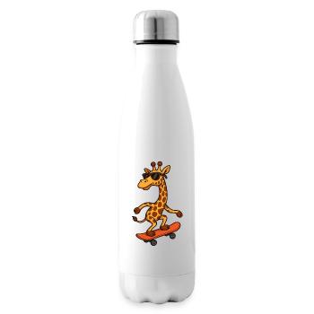 Girafe de skateboard élégante avec des lunettes de soleil - Bouteille isotherme - blanc - Droite