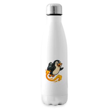 Vol de fusée pingouin ludique - Bouteille isotherme - blanc - Droite