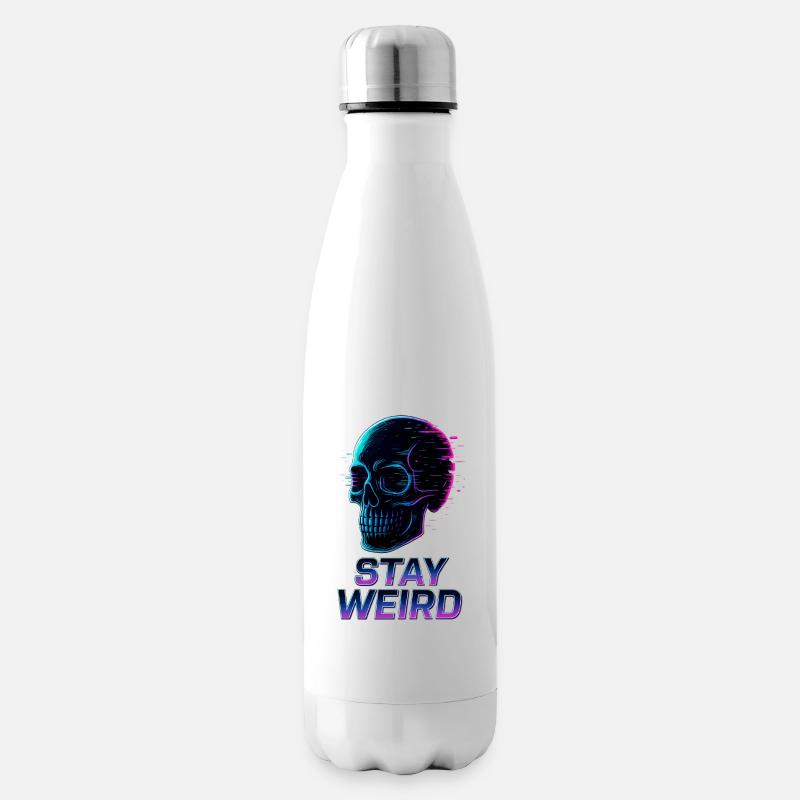 Restez bizarre Neon Skull - Bouteille isotherme - blanc