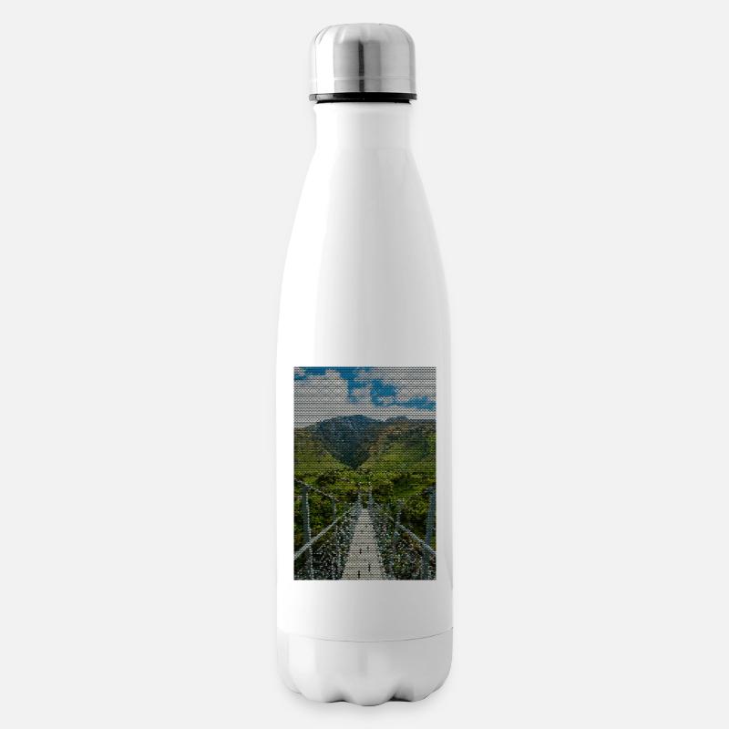 Gitterpfad im Weinbergpanorama - Isolierflasche - Weiß
