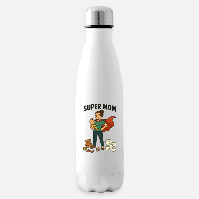 Super maman héroïne avec cape d’enfant - Bouteille isotherme - blanc