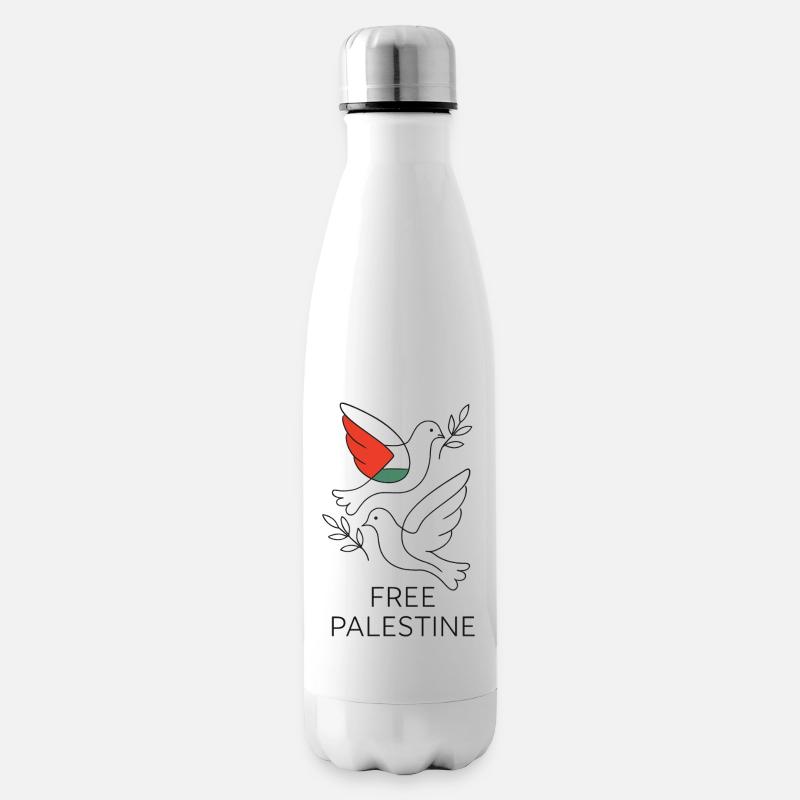 Taube des Friedens - Freies Palästina - Isolierflasche - Weiß