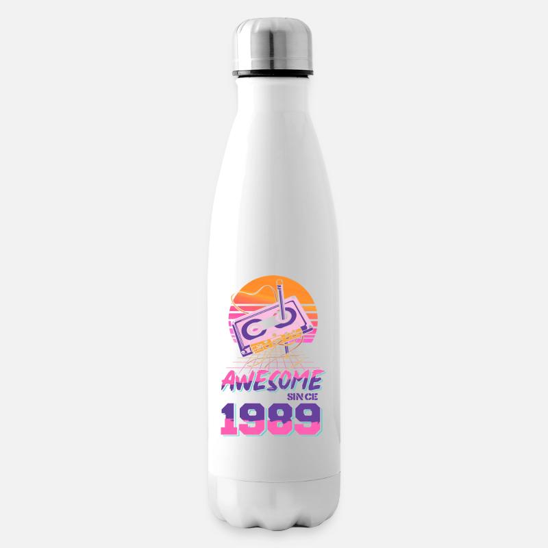 Cassette Rétro Neon 1989 Design - Bouteille isotherme - blanc
