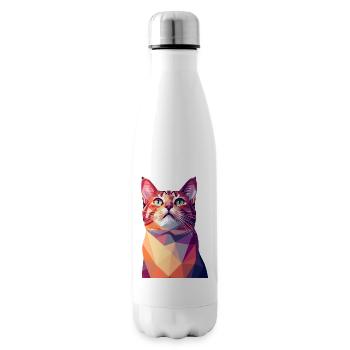 Modern Polygon Cat Art – Colorful Portrait - Insulated Water Bottle - white - Right