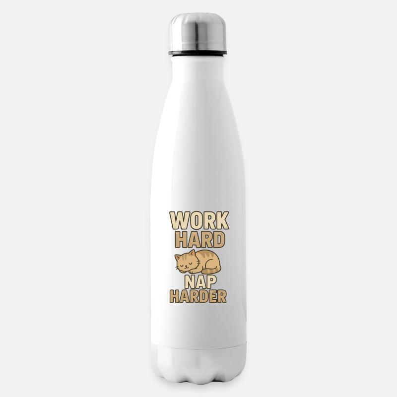 Hart arbeiten, härter schlafen - Isolierflasche - Weiß