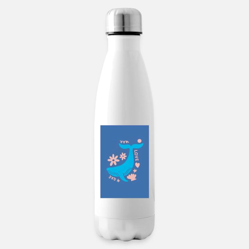 Walschwanz Blumige Liebe - Isolierflasche - Weiß