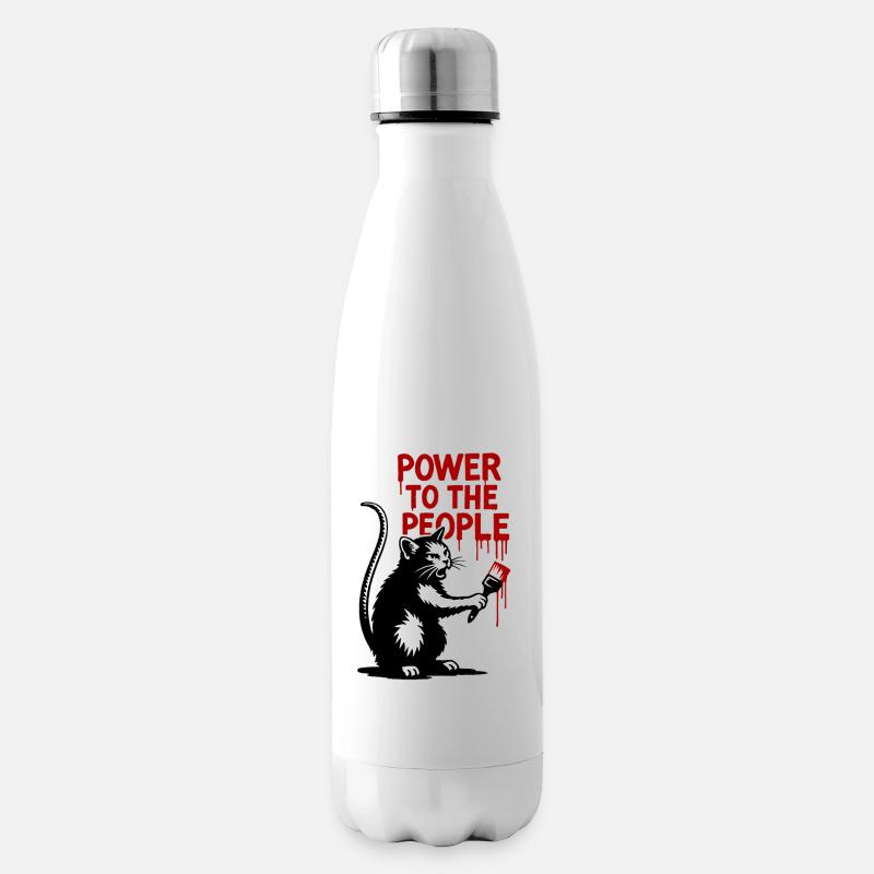 GraffitiKatze Rote Botschaft - Isolierflasche - Weiß