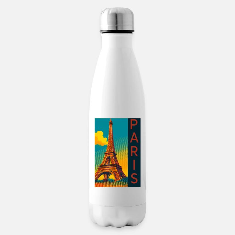 Paris PopArt Skyline Eiffel Tower - Insulated Water Bottle - white