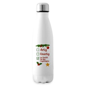 Weihnachten Artig Unartig Im Zweifel - Isolierflasche - Weiß - Rechts