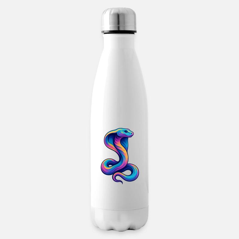 Farbene Schlange in Neonpalette - Isolierflasche - Weiß