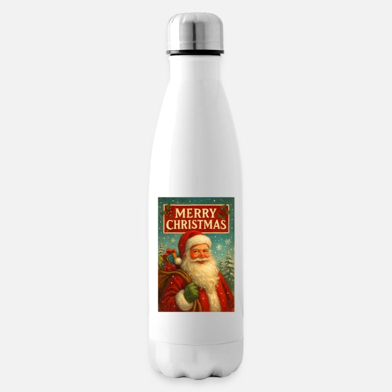 Vintage Weihnachtsmann und Geschenke - Isolierflasche - Weiß