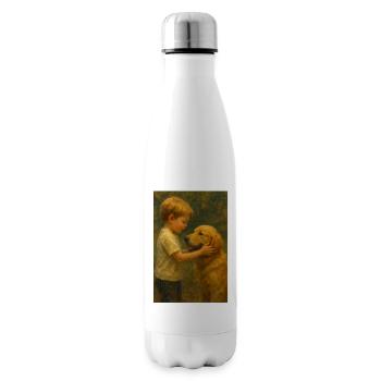 Child and dog in picturesque light - Insulated Water Bottle - white - Right
