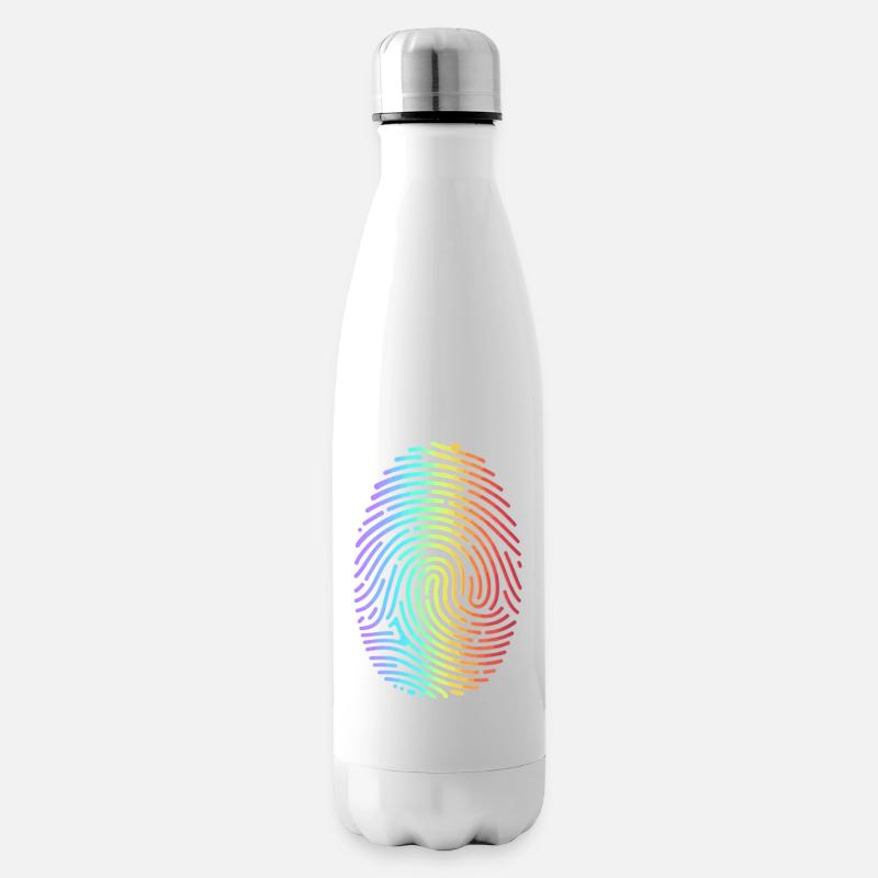 Bunter Regenbogen Fingerabdruck - Isolierflasche - Weiß