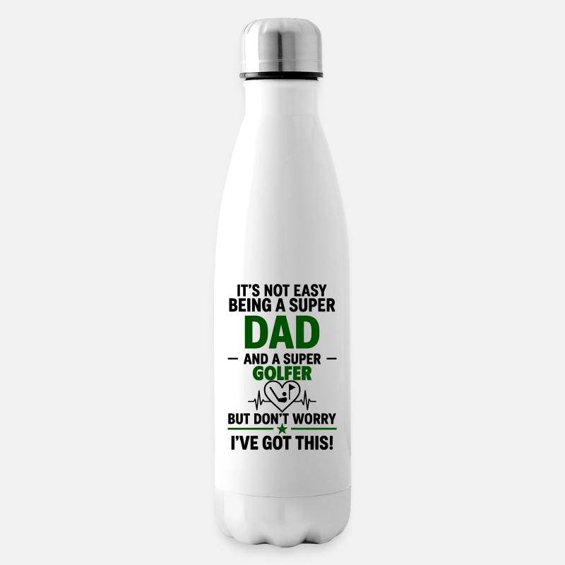 Herz + Golf – Super Papa Golfspieler - Isolierflasche - Weiß