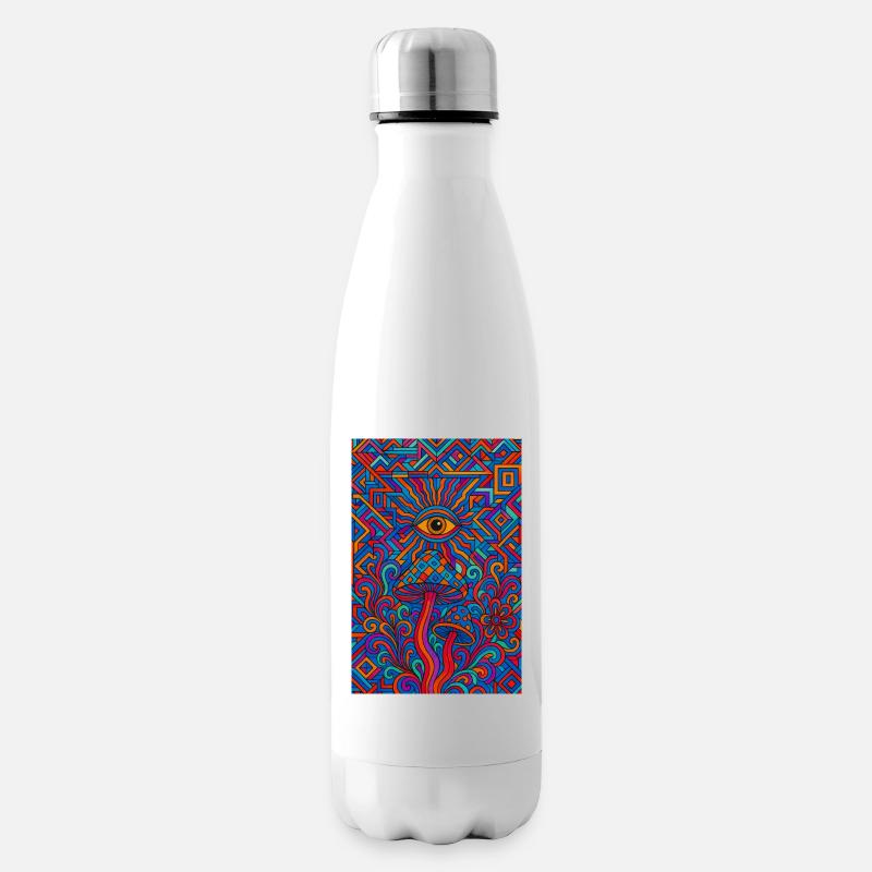 Psychedelic Eye and Mushrooms - Bouteille isotherme - blanc