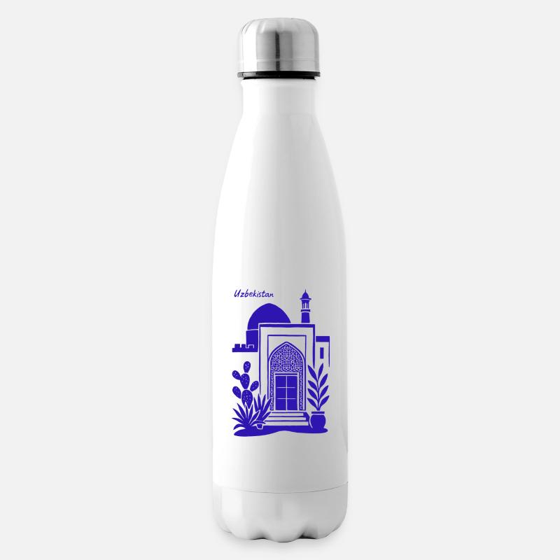 Architecture Ouzbékistan Silhouette Bleue - Bouteille isotherme - blanc
