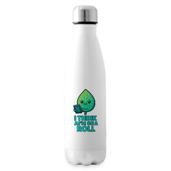 Leaf Tech Pun I Think I'm on a Roll - Insulated Water Bottle - white - Right