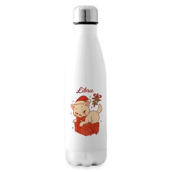 Libra Christmas Kitten Gift - Insulated Water Bottle - white - Right
