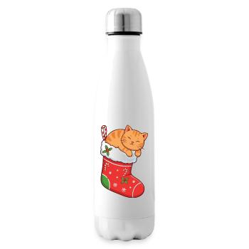 Kuschelkater im festlichen Stiefel - Isolierflasche - Weiß - Rechts
