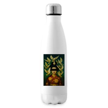 Geisha with Dove Halo - Insulated Water Bottle - white - Right