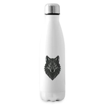 Geometric Gray Wolf Head - Insulated Water Bottle - white - Right