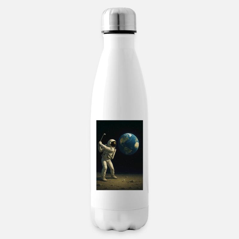Astronaut Golf auf Mondwelt - Isolierflasche - Weiß