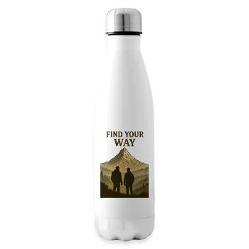 Silhouette de randonneur de montagne Trouve ton chemin - Bouteille isotherme - blanc - Droite