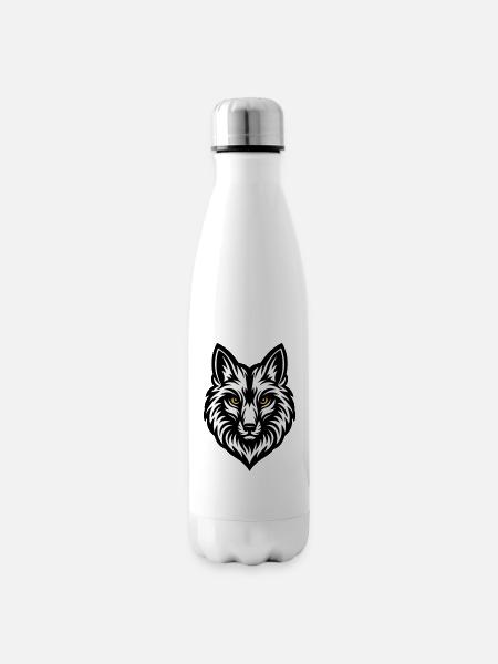 Wolfs Kopf Schwarz Weiß - Isolierflasche - Weiß