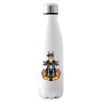 Cool Biker Llama Motorradflammen - Isolierflasche - Weiß - Rechts